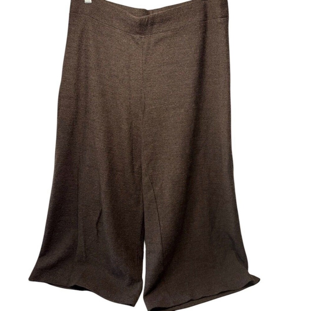 eileen fisher Boiled Wool Jersey Wide Leg pants M Brown Lagenlook Monochromatic